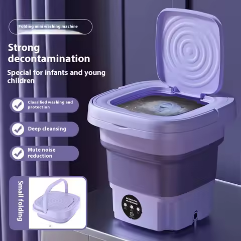 8L Portable Small Foldable Washing Machine with Spin Dryer For Socks Underwear Panties Washer Household Mini Washing Machine
