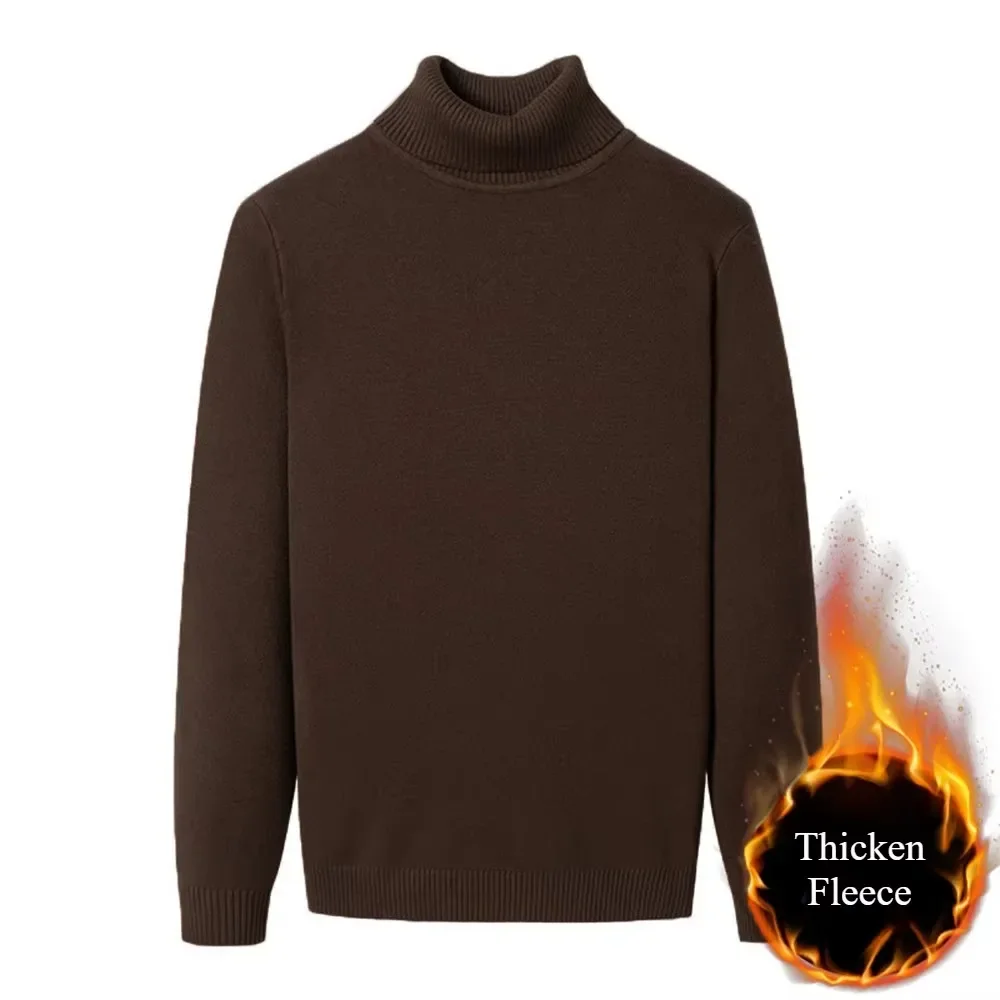 Otoño Invierno nueva llegada suéter de cuello alto para hombres jerseys de punto de manga larga cuello alto Casual suéter de Color sólido