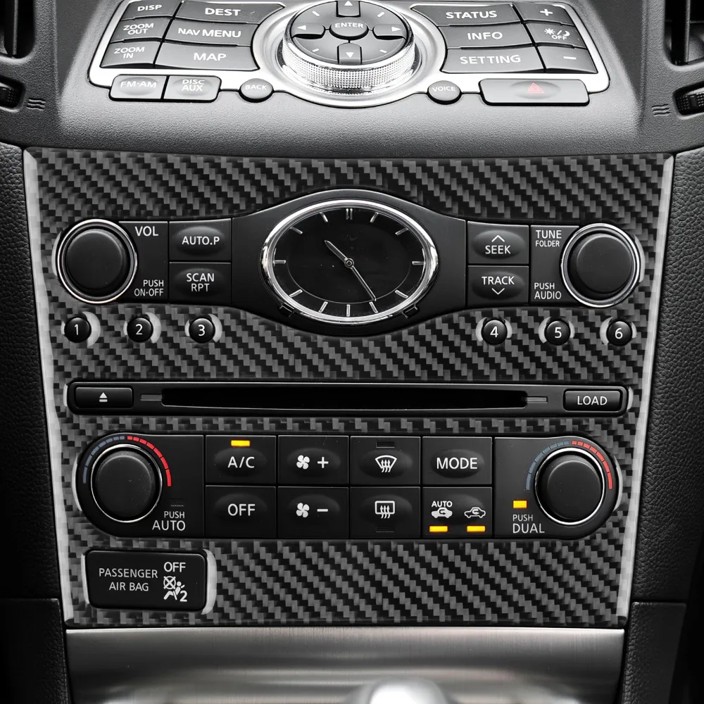 

For Infiniti G25 G35 G37 2007-2013 Carbon Fiber Car Radio Console Cover Sticker Climate Console Frame Accessories Upgrade