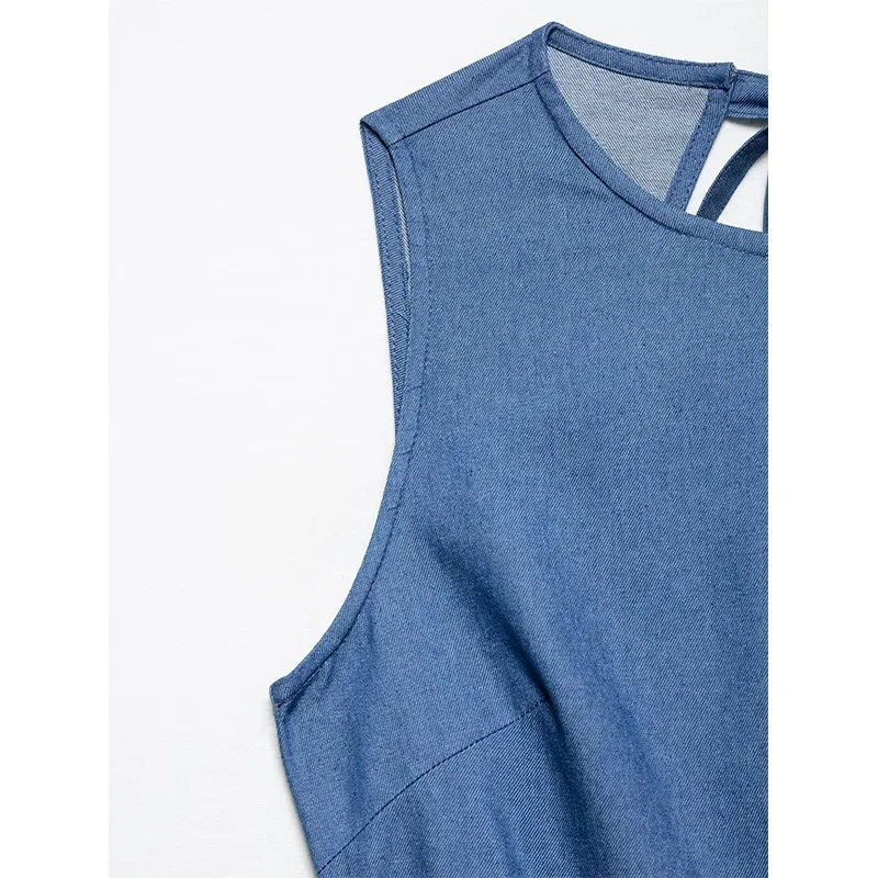 Mode Zurück Aushöhlen Plissee Lange Kleider für Frauen Oansatz Ärmelloses Kleid Vintage Weibliche Elegante Party Kleider