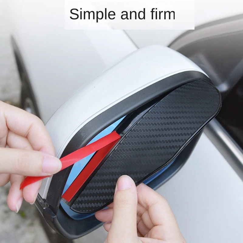 2Pcs Rainbrow Thickened Carbon Fiber Texture Rearview Mirror Weather Shield Universal For Cars, Trucks And Suvs