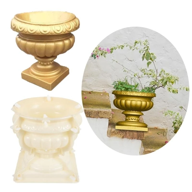

XX9B Plastic Mold European Flowerpot Crafts Cement DIY Home Decor Bonsai Planter Mold