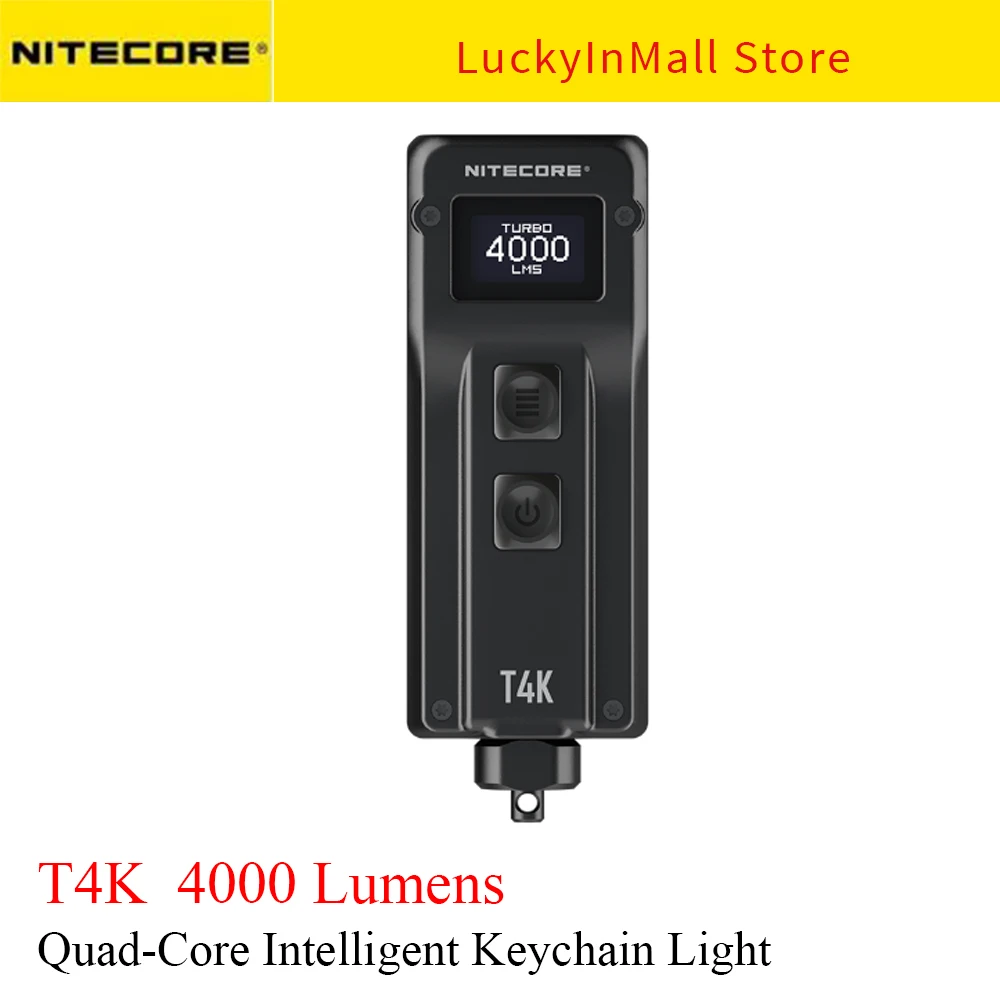 

NITECORE T4K 4000 Lumens Portable Keychain Flashlight 4 LEDs Super Bright Light Built-in Battery Using USB-C Charging Outdoor