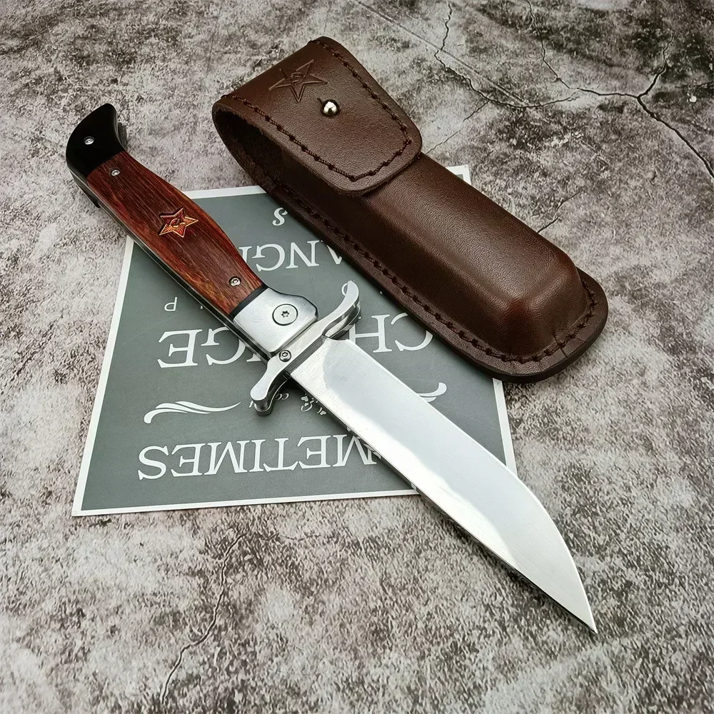 Outdoor Military Pocket Folding Knife Russian Finka NKVD Outdoor Camping 440C Blade Wood Handle Hunting Camping Hiking Knives