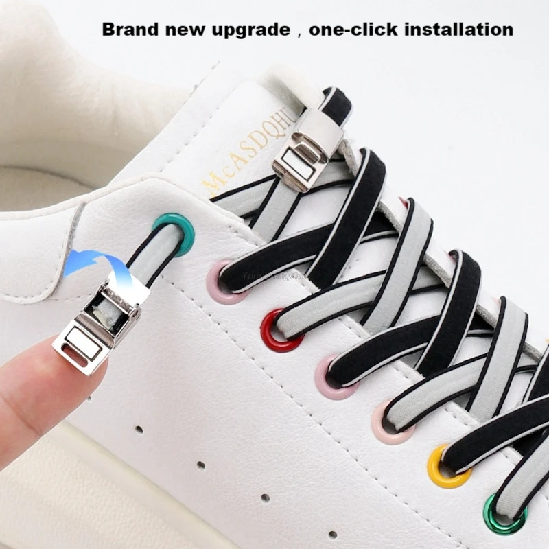 Magnetic Lock No tie Shoe laces Double color Elastic Shoelaces Sneakers for Shoelace Kids Adult Laces One Size Fits All Shoes