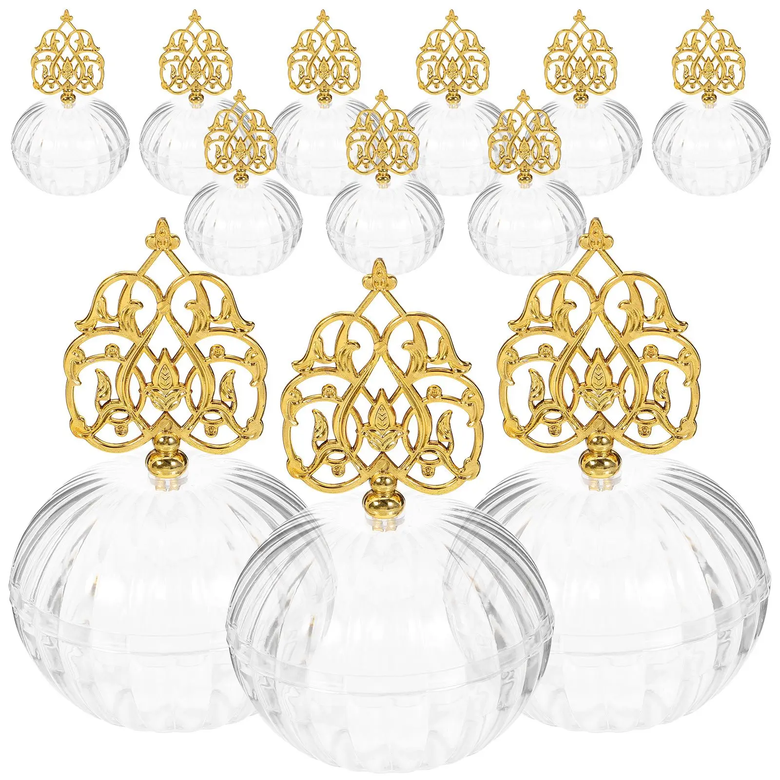 

12 Pcs C Transparent Round Containers Gold Accessories for Baby Favors Wedding Gifts Storage Solutions