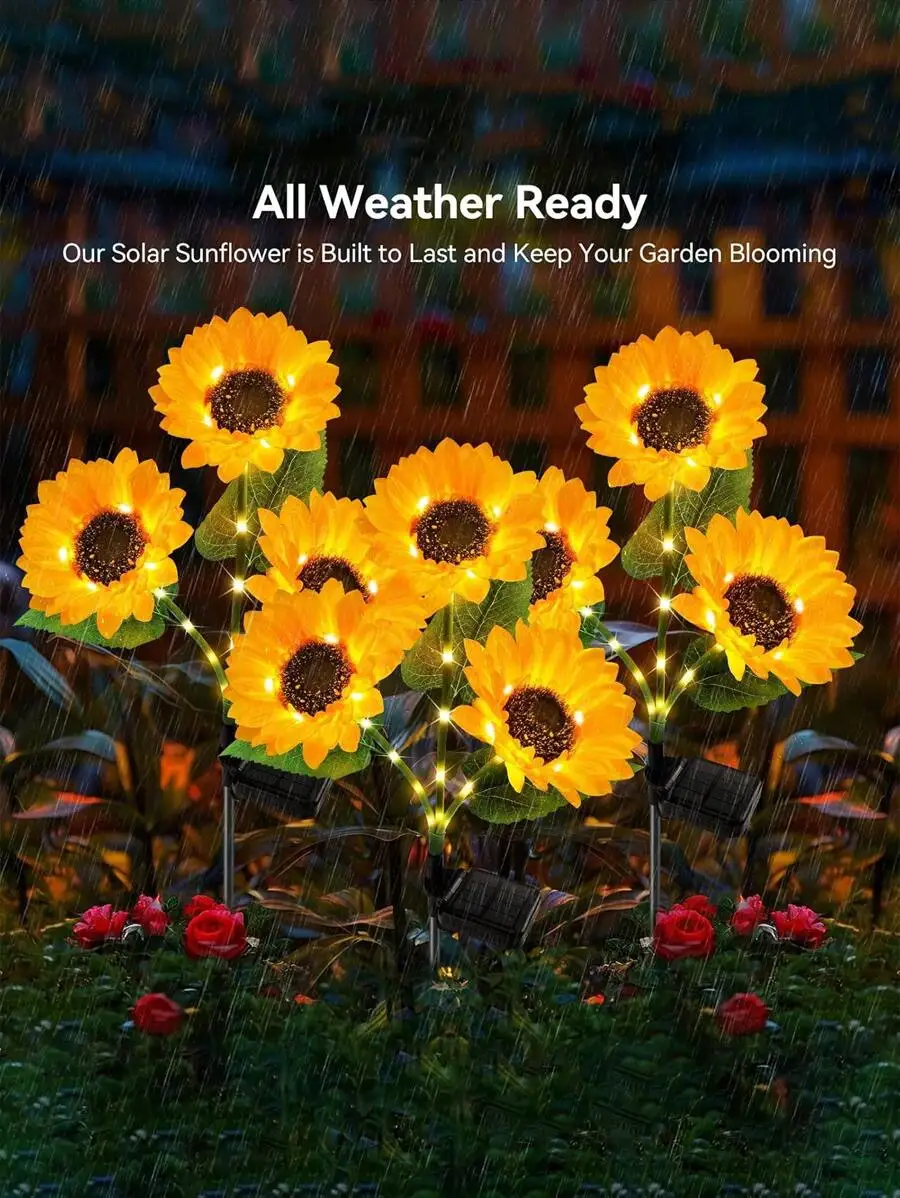 

1PC1 Head/3 Head Outdoor LED Solar Sunflower Decorative Light, Suitable for Courtyard, Lawn, and Garden Decoration