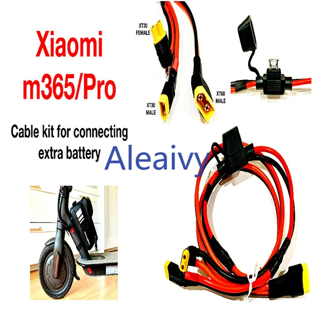 for paralleling extra expansion XIAOMI m365 and Pro 36v 48v battery pack cable kit XT30&XT60+ 25A fuse