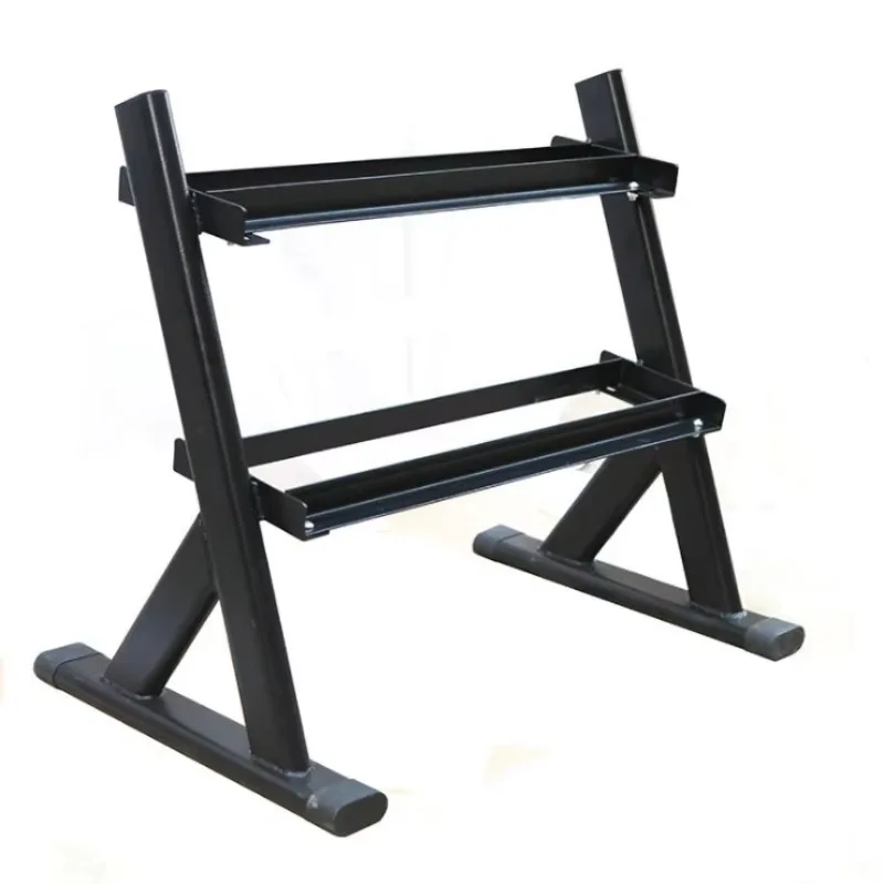 Double-Layer Metal Dumbbell Rack With Storage Shelf, Solid Construction For Indoor Space Daily Placement