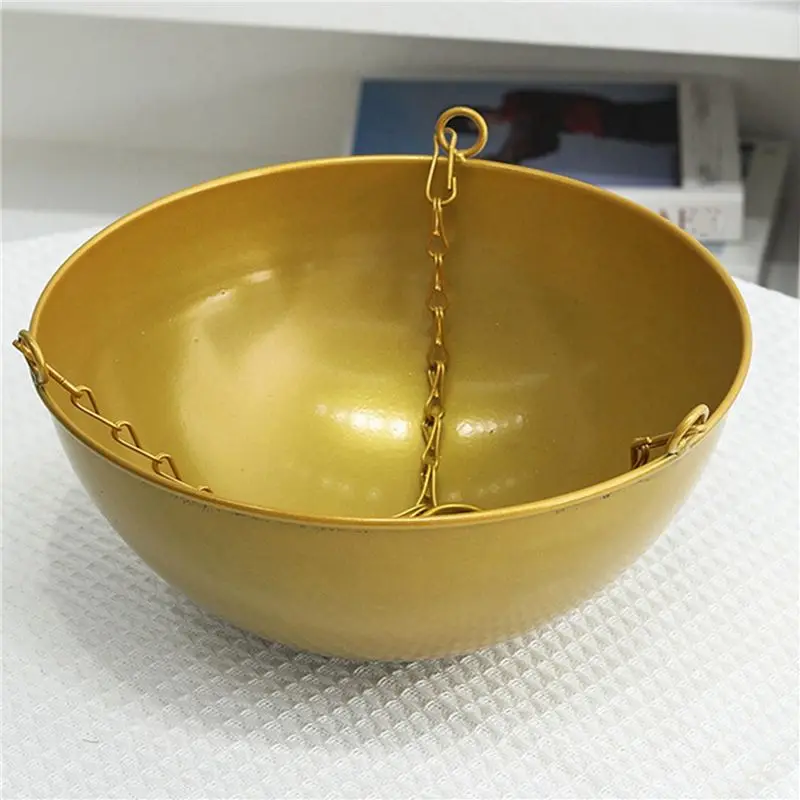 ABVJ-2X Indoor Decorative Hanging Planter Metal Art Decor Hang Basket Garden Accesorry,Gold, Large