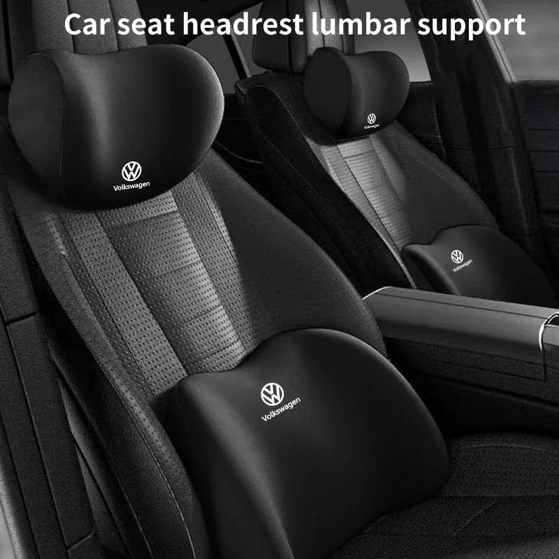 자동차 요추 등 지지대 머리 받침 목 베개 카시트 쿠션, 폭스바겐 VW 파사트 골프 티구안 시로코 제타 T-ROC 투아렉