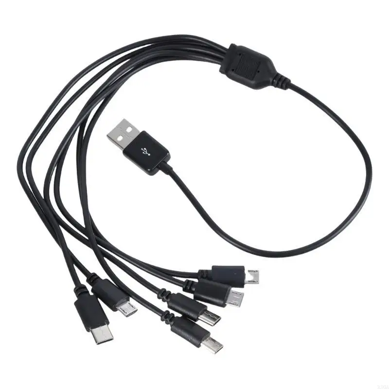 Multi Charging Cable USB to 3xUSB 5Pin 3xType C 6 in 1 Charging Cord for Phone