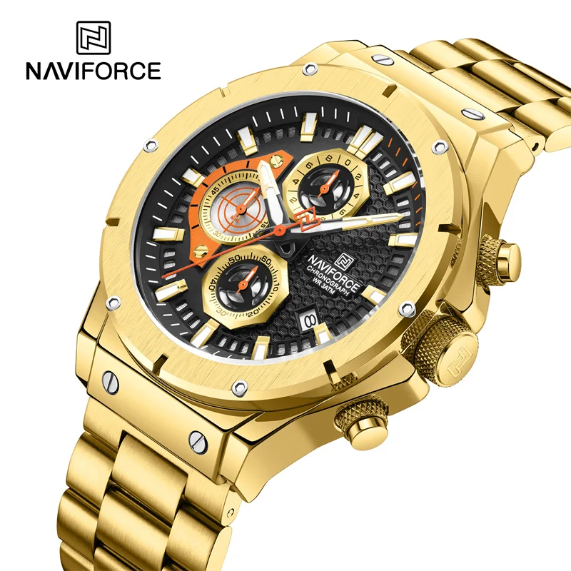 

Top Brand NAVIFORCE Luxury Fashion Multifunction Watch For Men Stainless Steel Sports Luminous Waterproof Quartz Wristwatches