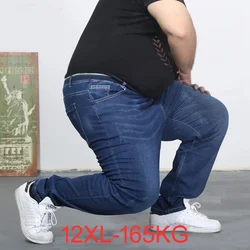 Oversized jeans 300 pounds extra large PANTS Big men 165kg thin Spring trousers High waist 8XL 60 big Szie 12XL men blue jeans