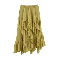 Midi Skirt Women's Faion Design Layered Decoration mid Waist Spring Summer New Arrival Skirts Asymmetric Polyester Casual - Image 4