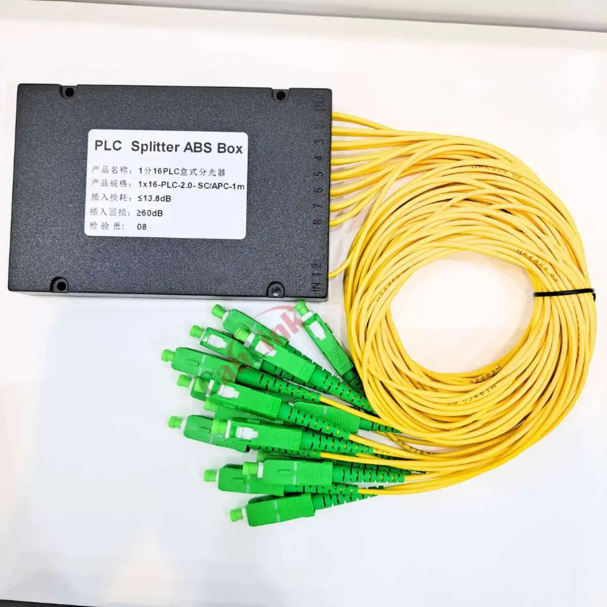 광섬유 PLC 카세트 스플리터, 평면 광파 스플리터-박스 FTTH, SC UPC 1X16 SM 2.0mm, 1x16 SC-APC, 1M