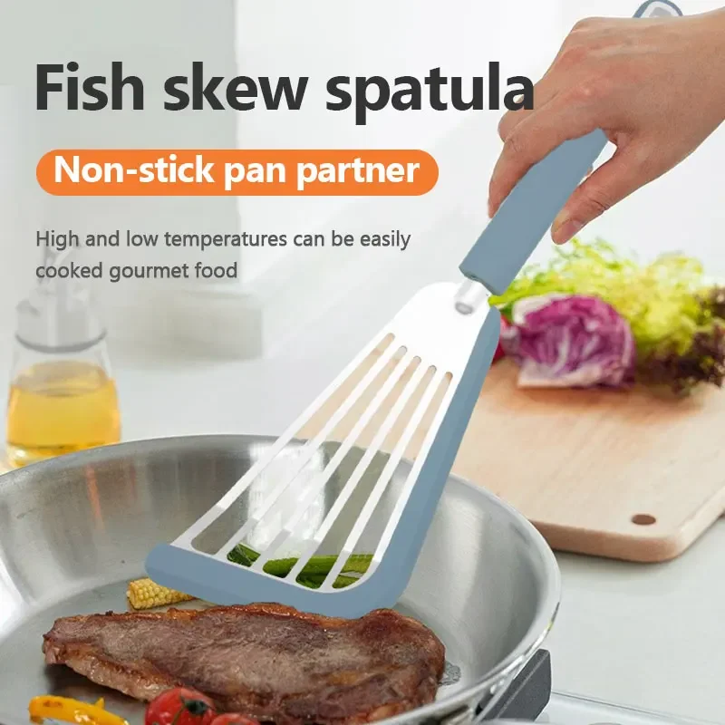 JJTHNCR Silicone Spatula Fried Fish Shovel Stainless Steel Non-stick Spatula Steak Pancake Flip Spatula Cooking Kitchen Gadgets