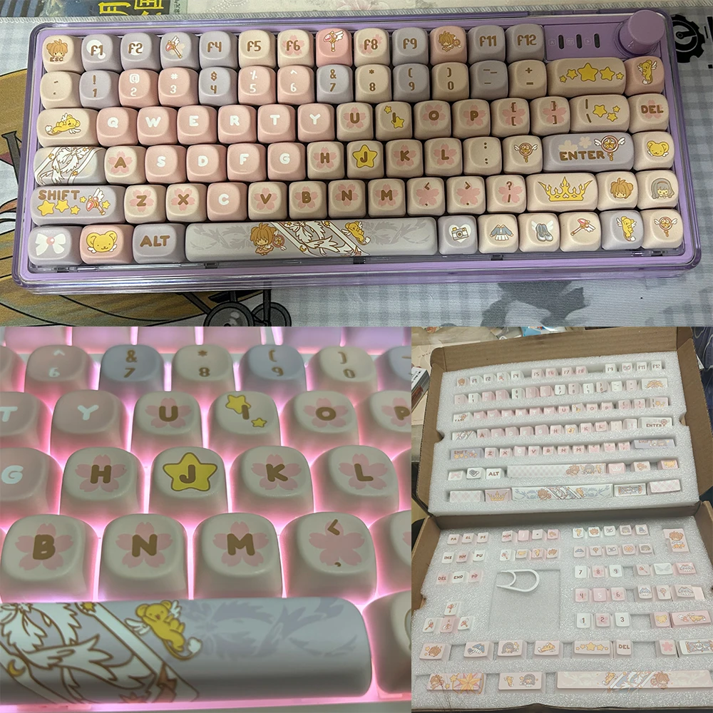 Custom PBT Keycaps Cardcaptor Sakura Anime Keycaps Cherry Profile MX Mechanical Keyboard Gaming Keycap DIY Dye Sublimation Caps