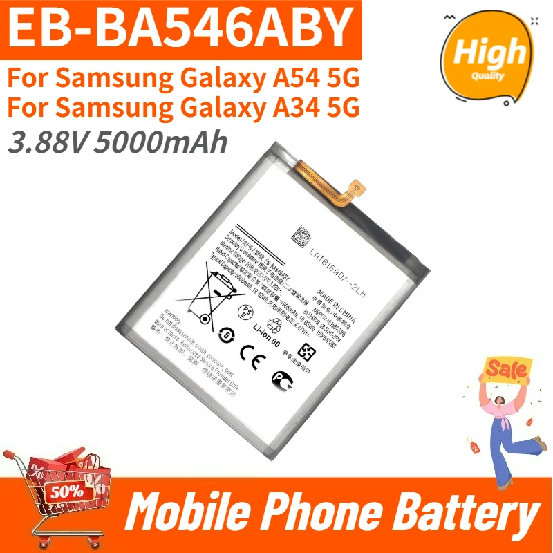 High Quality EB-BA546ABY Phone Battery 3.88V 5000mAh For Samsung Galaxy A54 5G Galaxy A34 5G Brand New Replacement Battery