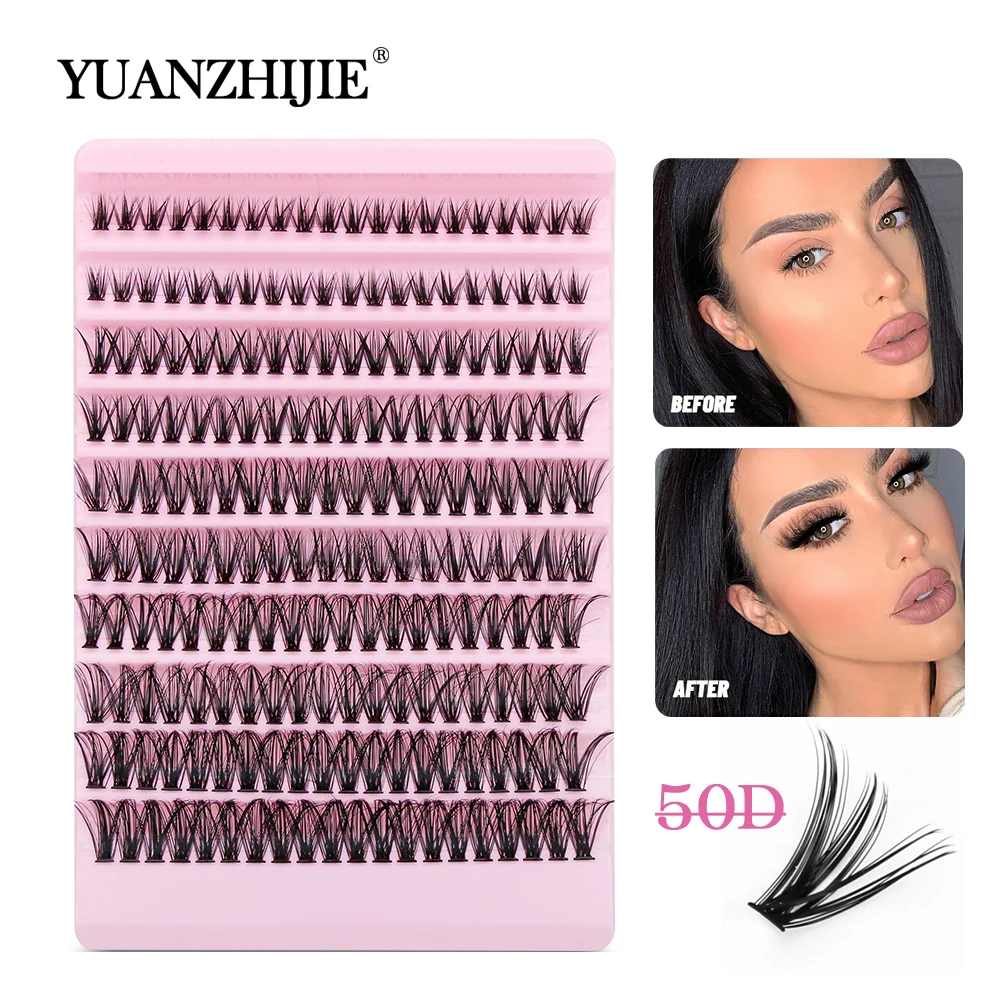 YUANZHIJIE 10rows 8-16mm Mix Length DIY Clusters Lashes Soft Natural Segmented Eyelashes Individual Lashes Eyelashes Bundle