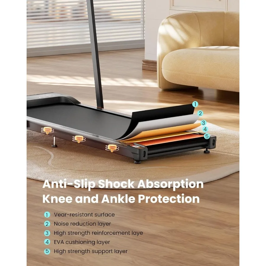 Walking Pad 2,5 PS Walking Pad mit Lenker 2-in-1 faltbare Walking Pad mit Neigung kleines Laufband mit LED-Anzeige und Re