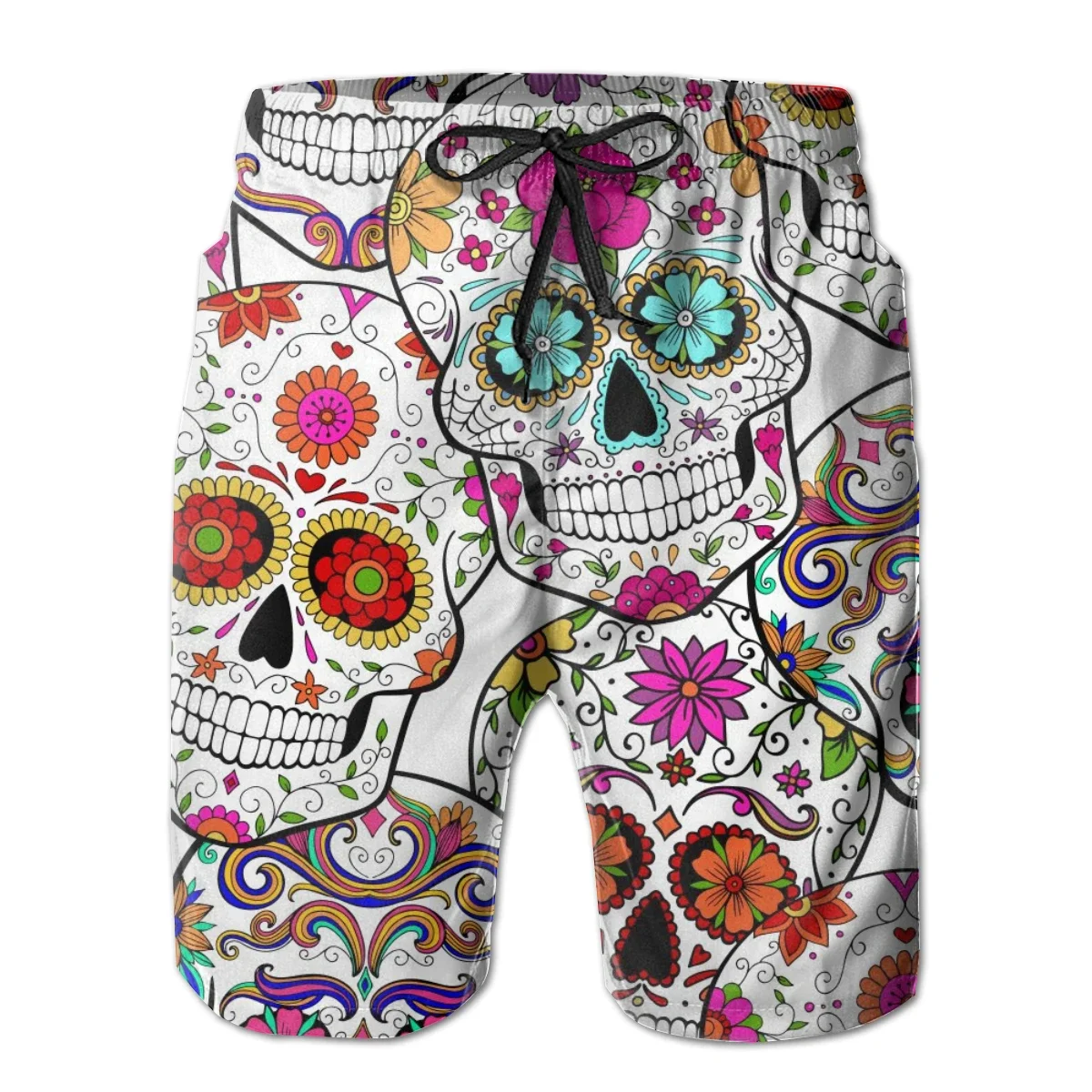 Mens Swimwear Swim Shorts Trunks Sugar Skulls Abstract Beach Board Shorts Swimming Swimsuits Mens Running Sports Surffing shorts