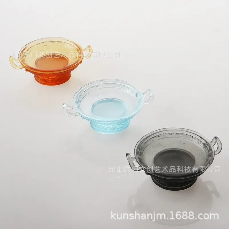 Glazed Ceramic High Footed Fruit Plate for Home Altar Decoration Traditional Sanshi Incense Holder Tray Buddhist Offering