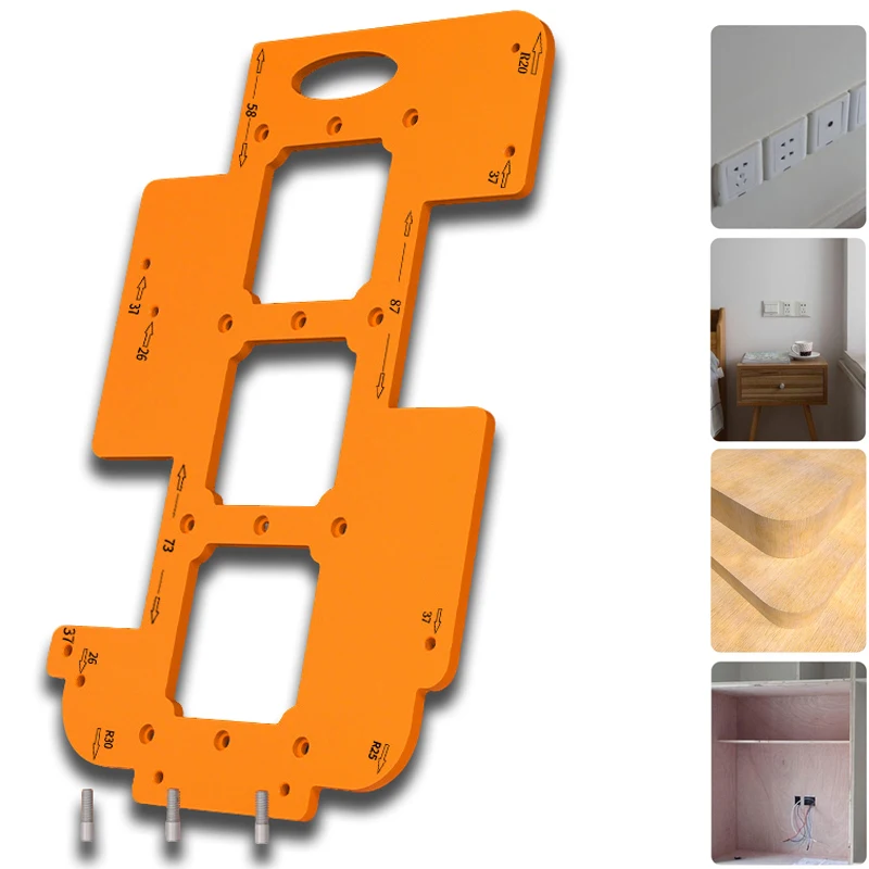 

Embedded No Handle Slotting Switching Socket Drilling Hole Locator Multifunctional Opening Template Arc Radius Trimming Wardrobe