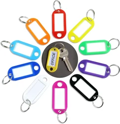 10Pcs/lot Tough Plastic Key Tags Keychains with Split Ring Label Window for DIY Key Chain Kit Numbered Name Baggage Luggage Tags