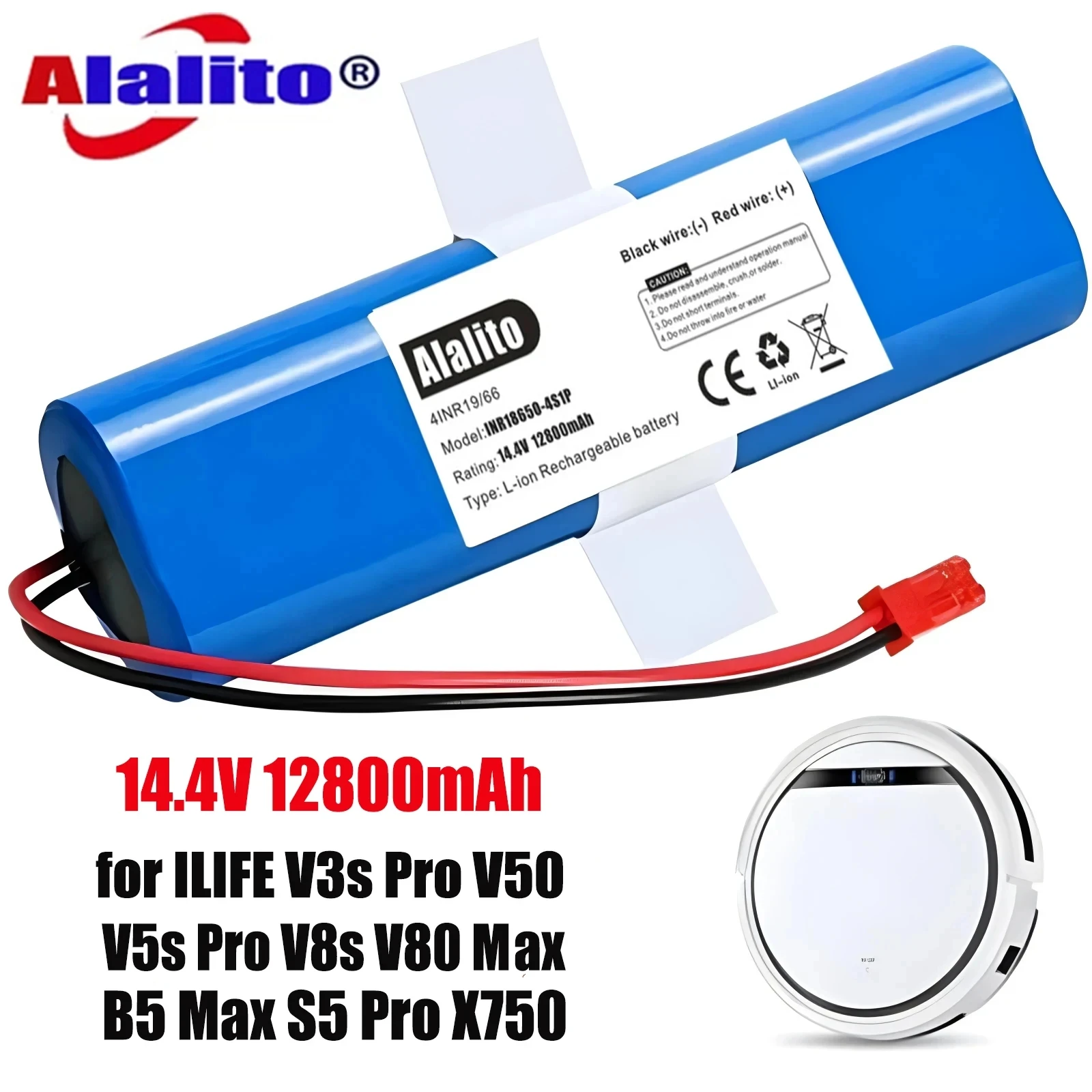 Bateria 14.8V bateria litowa 12800mAh do ILIFE V3s Pro V50 V5s Pro V8s V80 Max B5 Max S5 Pro X750 akumulator do robota sprzątającego