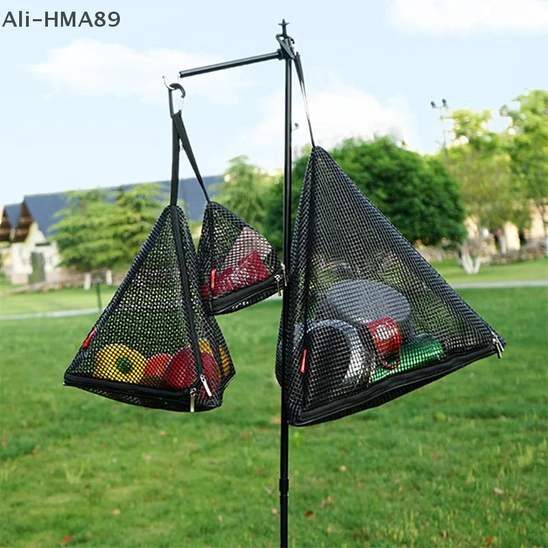 

Outdoor Camping Kitchen Hanging Net Kitchen Foldable Storage Bag Cookware Drying Net Triangular Drying Net Dry Food Organizer