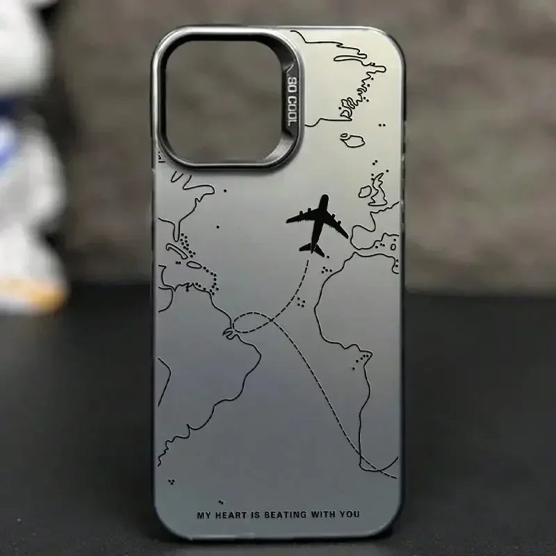 Travel-Inspired Airplane for iPhone 16E 15 Pro Max 11 12 13 Mini 14 XS XR 7 8 Plus Shockproof Screen Protector Casing image 4