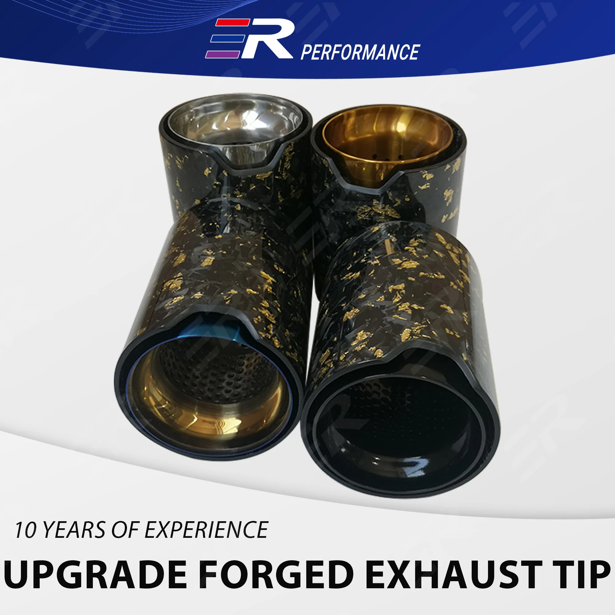 

ER Exhaust Tip Upgrade car accessories Gold Foil Forged Carbon Fiber Auto Car Muffler Exhaust Tail Pipe Car Decoration Modify