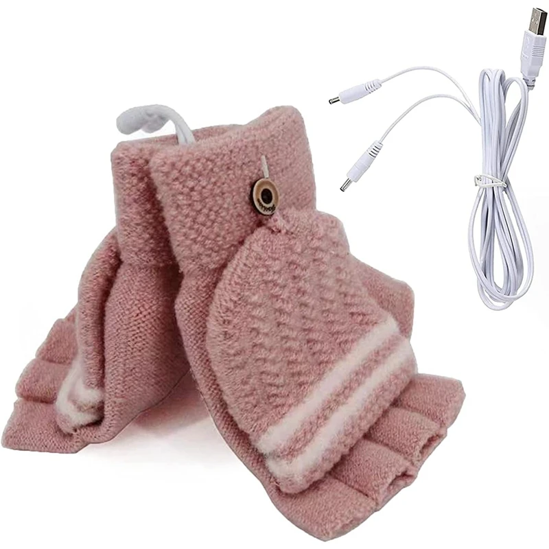 Usb Heated Gloves For Men And Women, Winter Reversible Heated Fingerless Gloves For Typing And Outdoor Use image 6