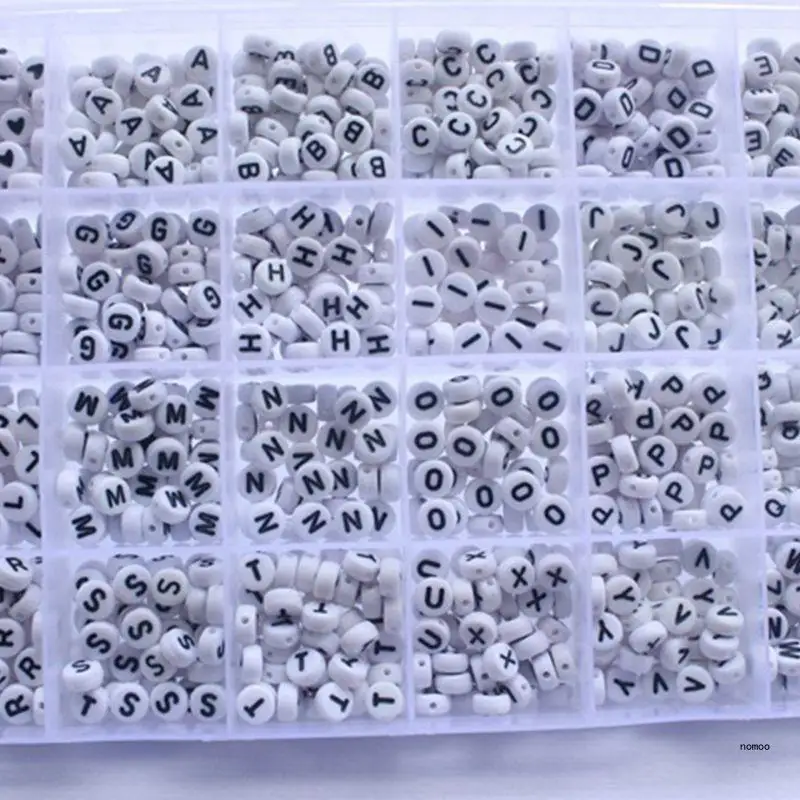 1200 pièces lettres l A à en forme cœur, perles rondes en acrylique blanches pour fabrication