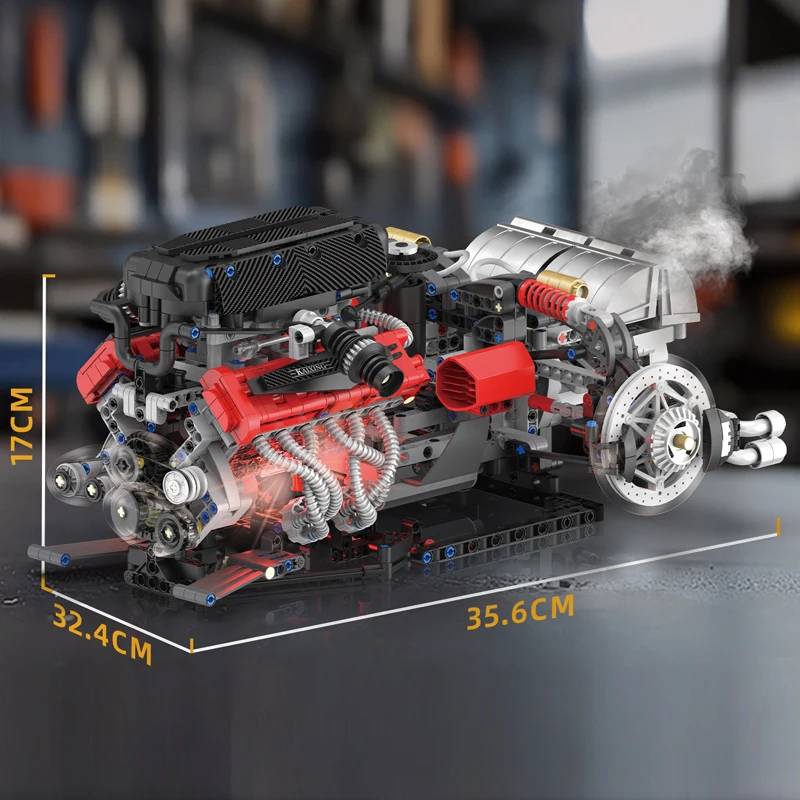 Enzo v12 motor moc carro esportivo bloco de construção modelo alta dificuldade montagem tecnologia máquinas série brinquedo presente