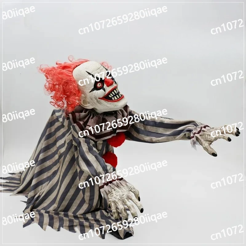 Halloween new bounce out clown ornaments, voice-activated electric bar haunted house secret room atmosphere layout props