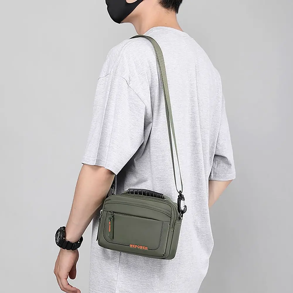 Comfortable Handle Men Crossbody Bags Waterproof Nylon Fanny Pack Detachable Shoulder Strap Boy Messenger Bags