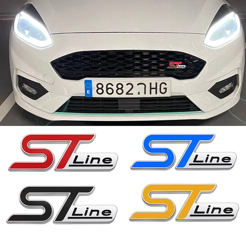 3D Metal ST LINE Front Grille Sticker Car Head Grill Emblem Badge Chrome Sticker for FORD FIESTA FOCUS MONDEO Auto Car Styling