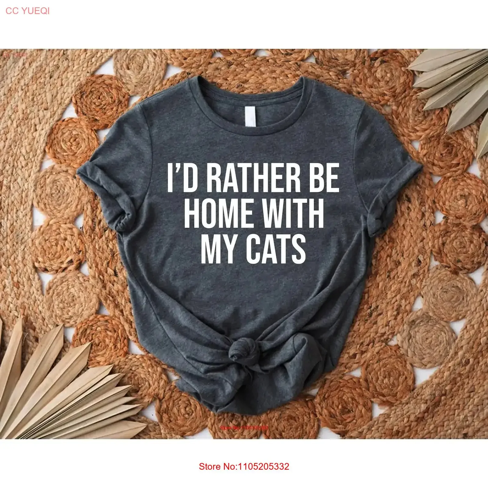 Cat Mom T Shirt I'd Rather Be Home With My Cats Lover Introvert Person Kitten Pet Owner vintage Washed Versatile Comfortable