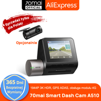 70mai Dash Cam A510 1944P HDR Support Rear Cam Built-in GPS ADAS 70mai A510 Car DVR Support 24H Parking 4G Connectivity