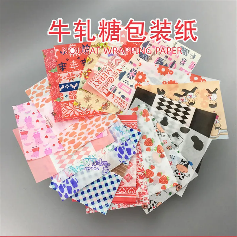 100 Stücke DIY Handgemachte Nougat Süßigkeiten Verpackung Öl Papier Milch Taffy Wrapper Neujahr Weihnachten Party Dekor – Detail 1