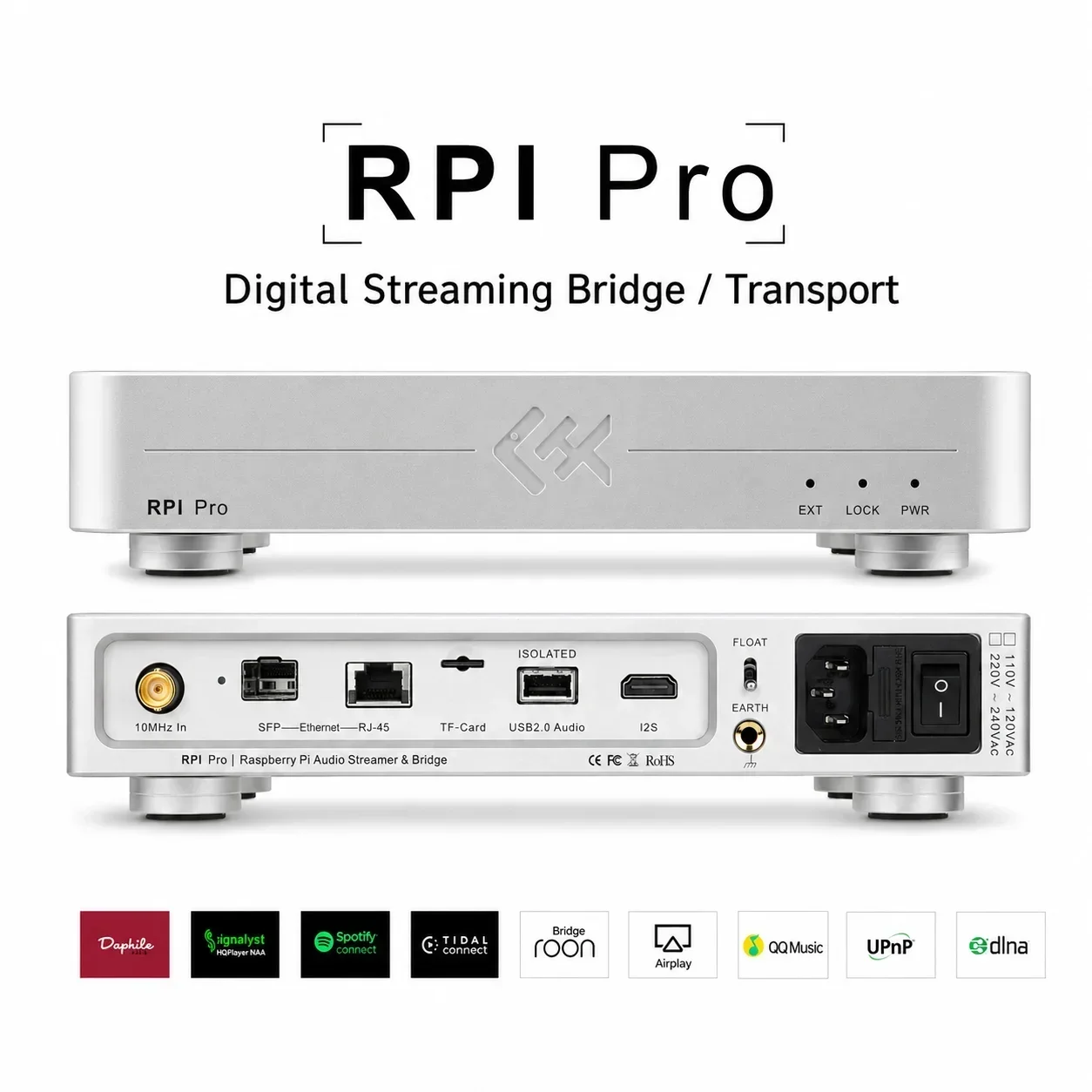 

LHY Audio RPI Pro Raspberry Pi CM4 Network Audio Streamer Digital Music Transport Bridge Roon Bridge SFP Optical Isolation USB A