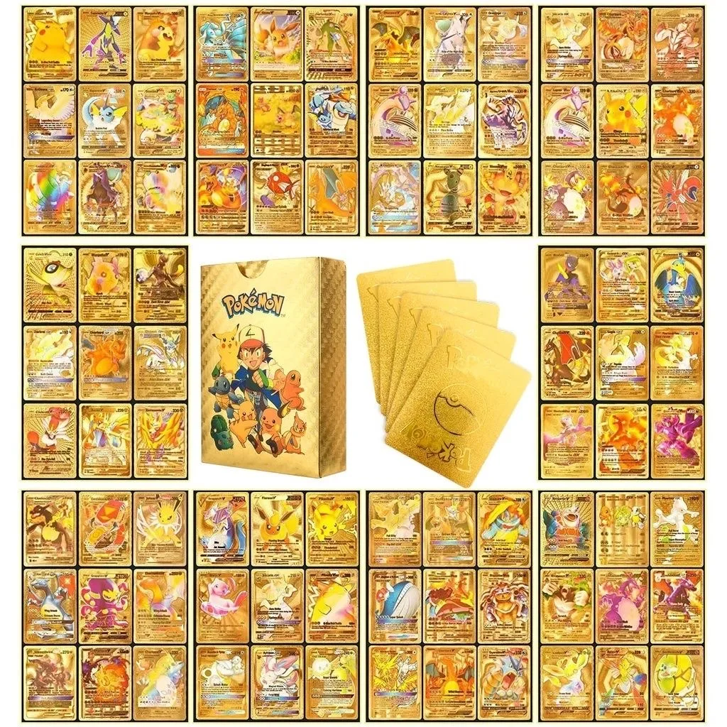 5/27/55Pcs Pokemon Card Gold Sliver Spanish Vmax GX Energy Card Charizard Pikachu Rare Collection Battle Trainer Boys Gift