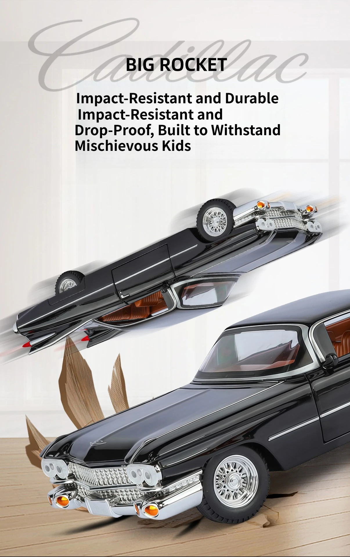 1/24 Cadillac Eldorado Simulated Alloy Toy Car with Sound, Light & Pull-back Function