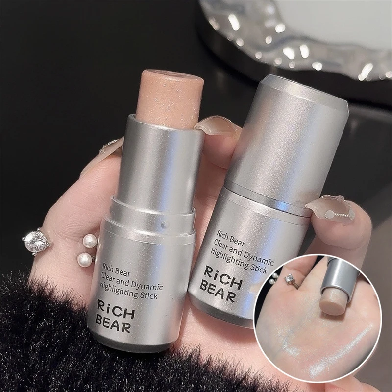 Klarer Wasserglanz-Highlight-Stick, Hochglanz-Schlamm-Lidschatten, Glitzer, liegender Seidenraupen-Highlight, Pfirsich, aufhellende Gesichtskosmetik