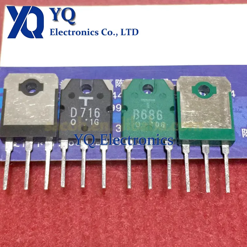 

10Pairs 2SB686 B686 + 2SD716 D716 TO-3P 8A 100V Silicon PNP Power Transistor