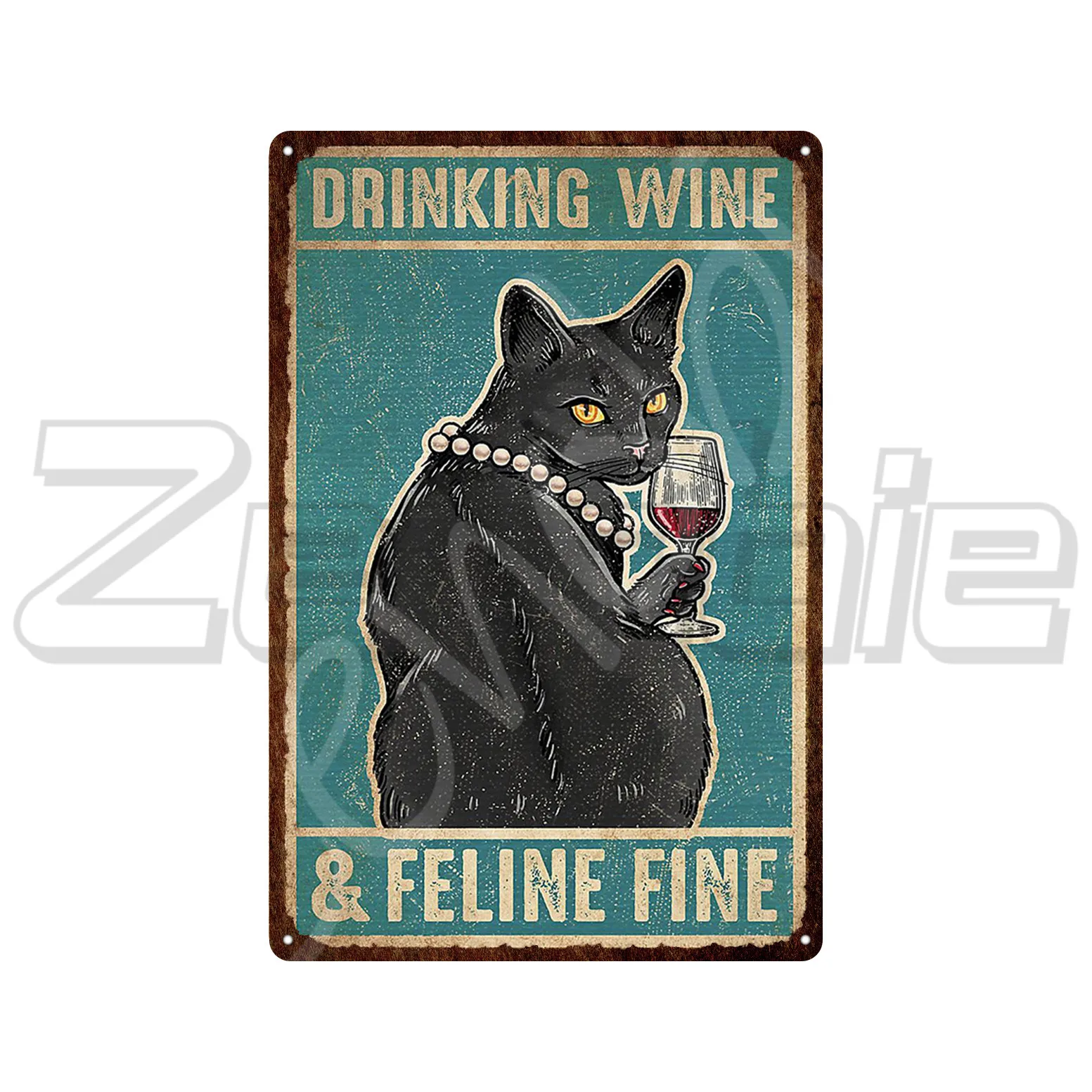 Cat Metal Sign Smoke Catnip Hail Lucipurr Vintage Tin Sign Drinking Wine Black Cat Metal Poster Plaque Tin Plate for Home Decor