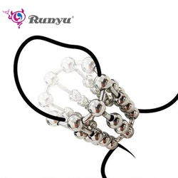 Runyu Sextoys Men Adult Binding Penis Delay Device Metal Cock Ring Stainless Steel Sliding Ball Locking Ring Ejaculation Delay S