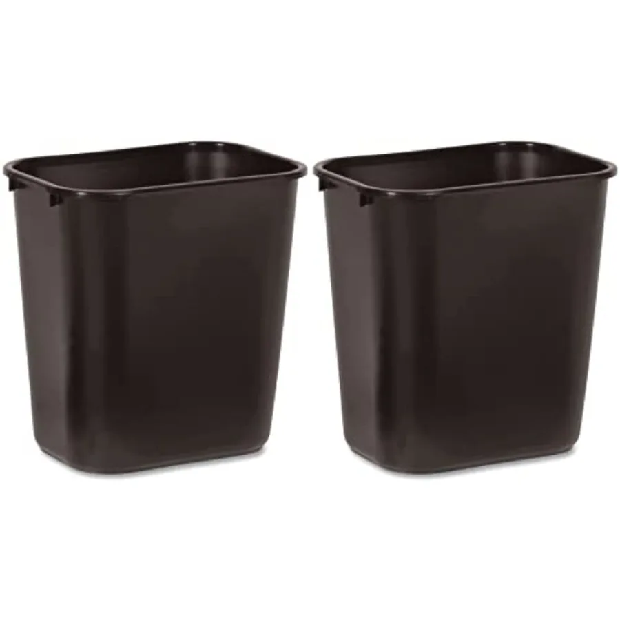 

Commercial 295600BK Rectangular Deskside Plastic Wastebasket for Office and Home Use 7 Gallon Capacity Durable Black Design wit